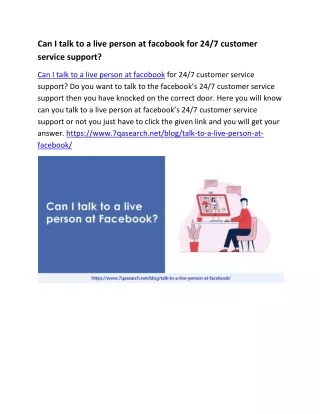 can i talk to a live person at facobook