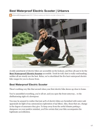 Best Waterproof Electric Scooter  Urbanvs