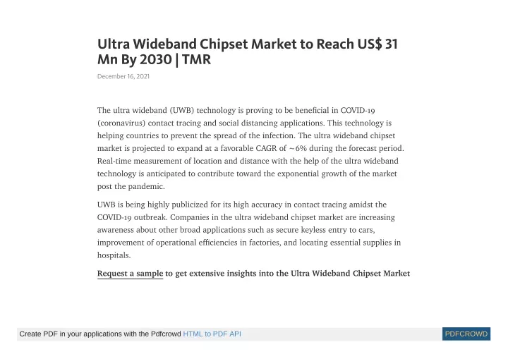 ultra wideband chipset market to reach