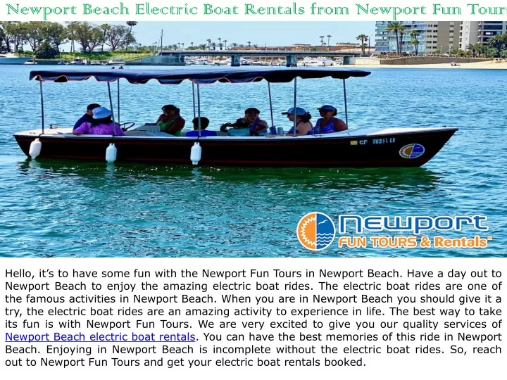 newport beach electric boat rentals from newport