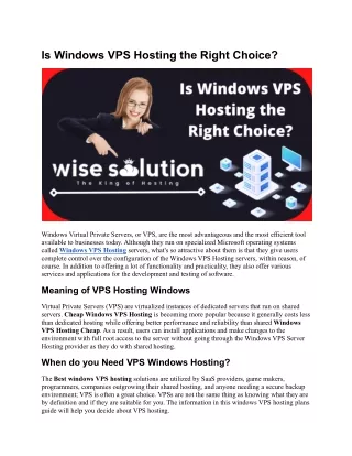 Is Windows VPS Hosting the Right Choice_
