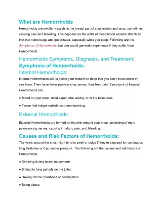 What are Hemorrhoids? How to prevent the formation of Hemorrhoids.