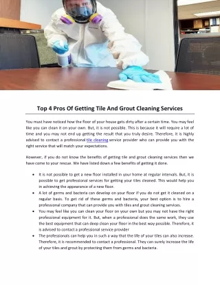 Top 4 Pros Of Getting Tile And Grout Cleaning Services