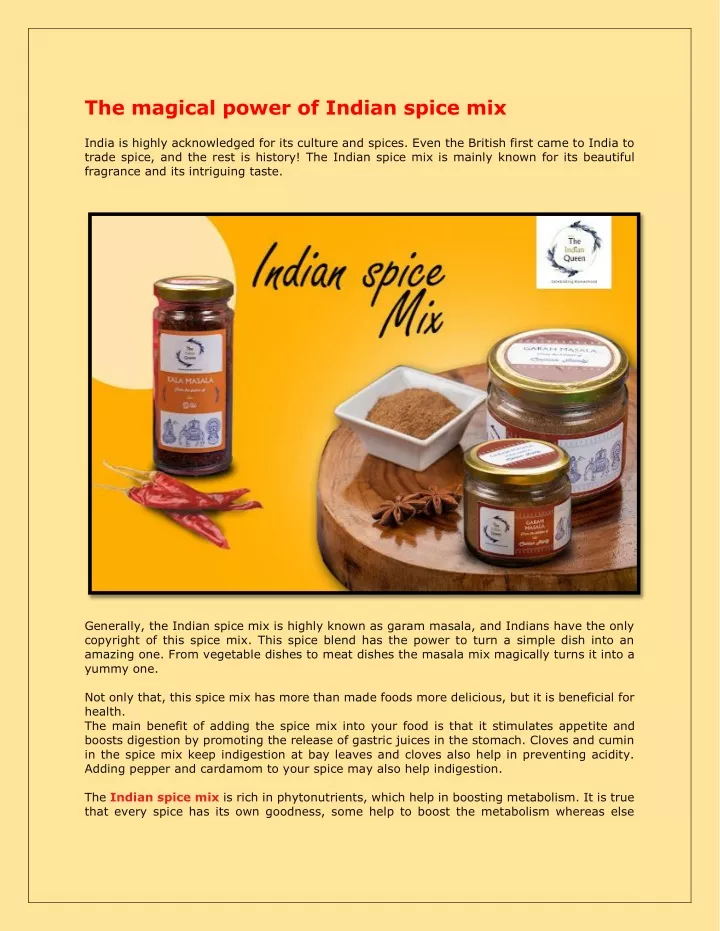 the magical power of indian spice mix