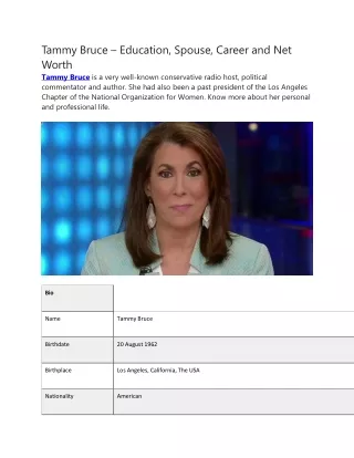 Tammy Bruce – Education, Spouse, Career and Net Worth