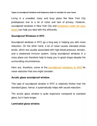 Types of soundproof windows and temporary walls to consider for your home