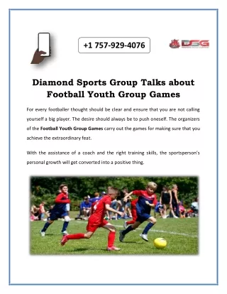 Diamond Sports Group Talks about Football Youth Group Games
