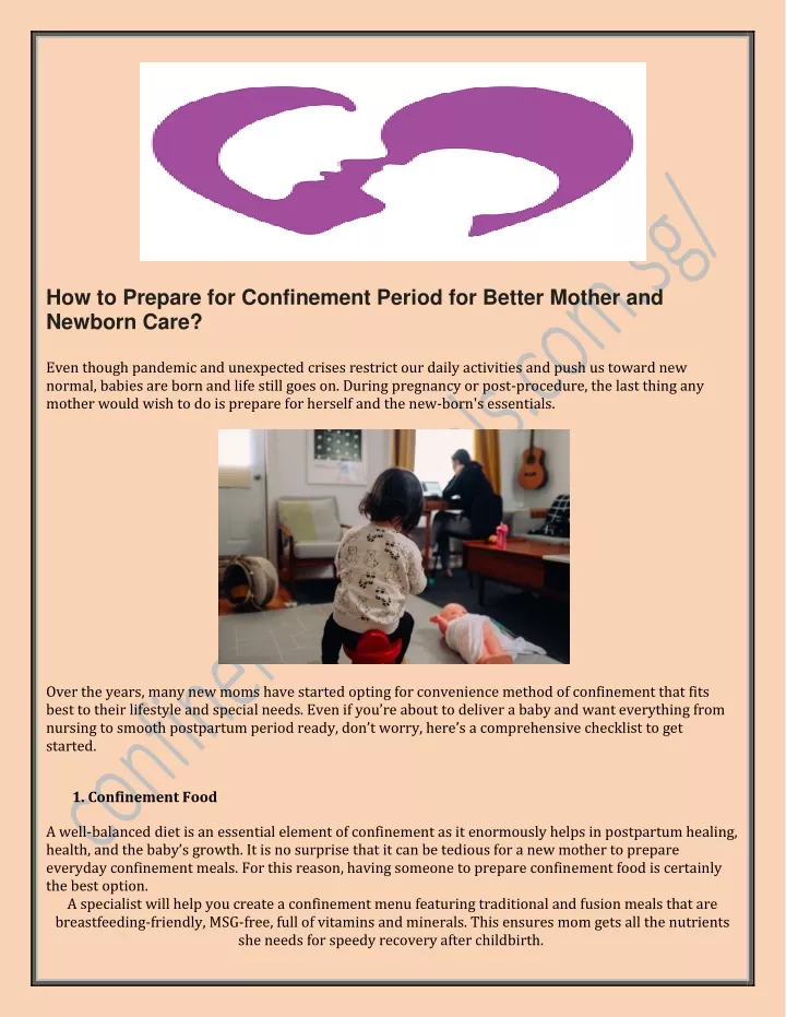 how to prepare for confinement period for better