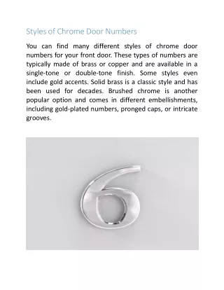 Great Styles of Chrome Door Numbers for Front Doors