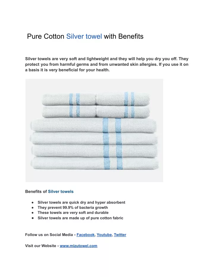 pure cotton silver towel with benefits