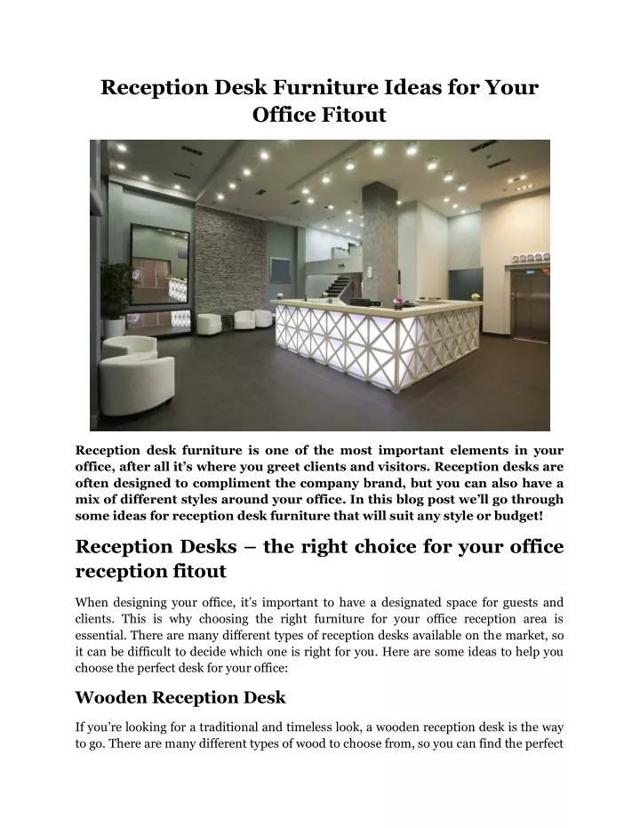 reception desk furniture ideas for your office