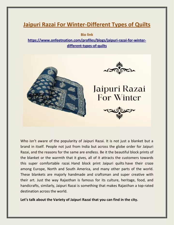 jaipuri razai for winter different types of quilts