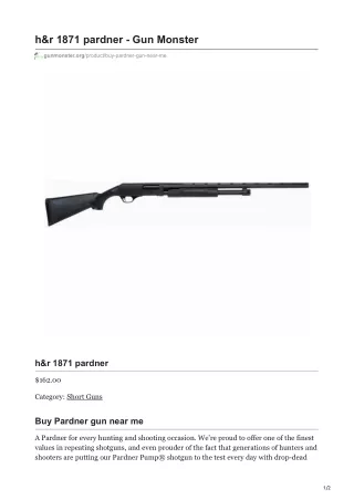 h r 1871 pardner gun monster