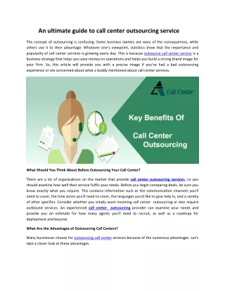 An ultimate guide to call center outsourcing service