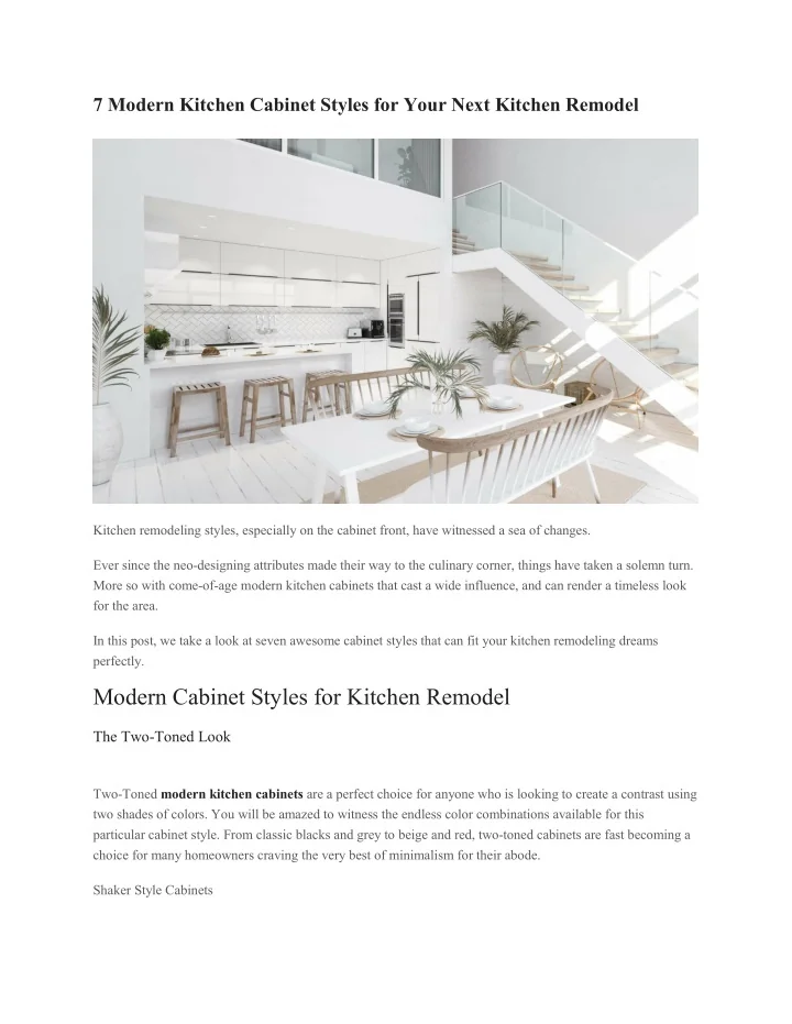 PPT - 7 Modern Kitchen Cabinet Styles for Your Next Kitchen Remodel ...