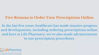 Five Reasons to Order Your Prescriptions Online