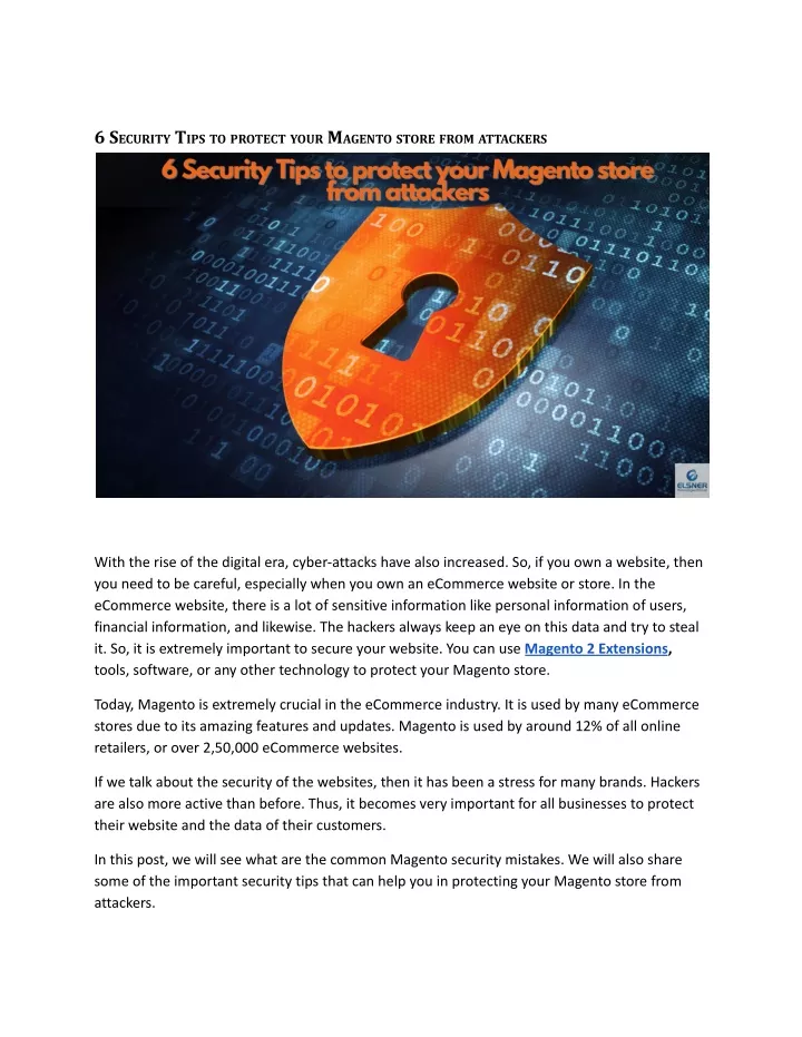 PPT - 6 Security Tips to protect your Magento store from attackers