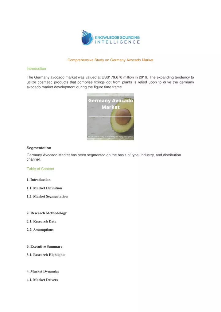 comprehensive study on germany avocado market