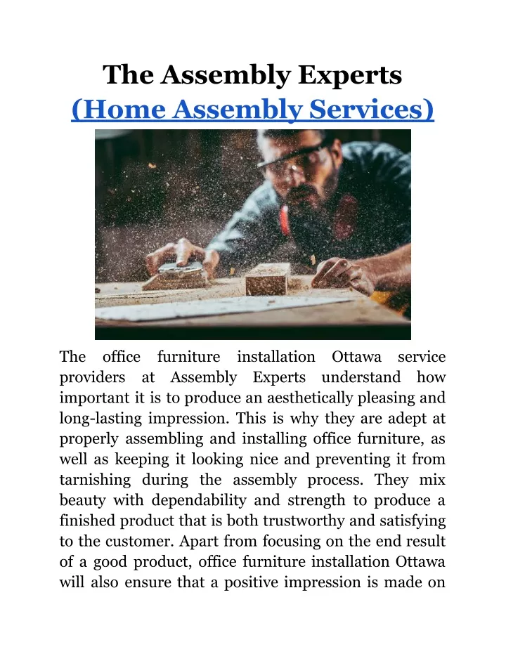 the assembly experts home assembly services