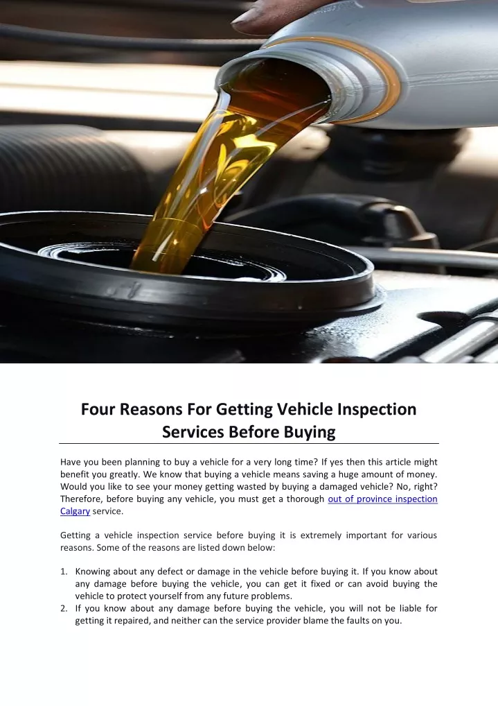 four reasons for getting vehicle inspection