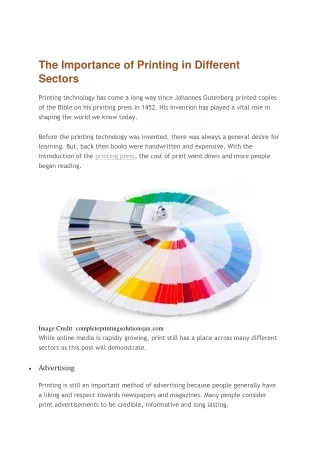 the importance of printing in different sectors