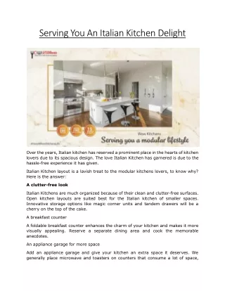 Serving You An Italian Kitchen Delight | wow kitchens
