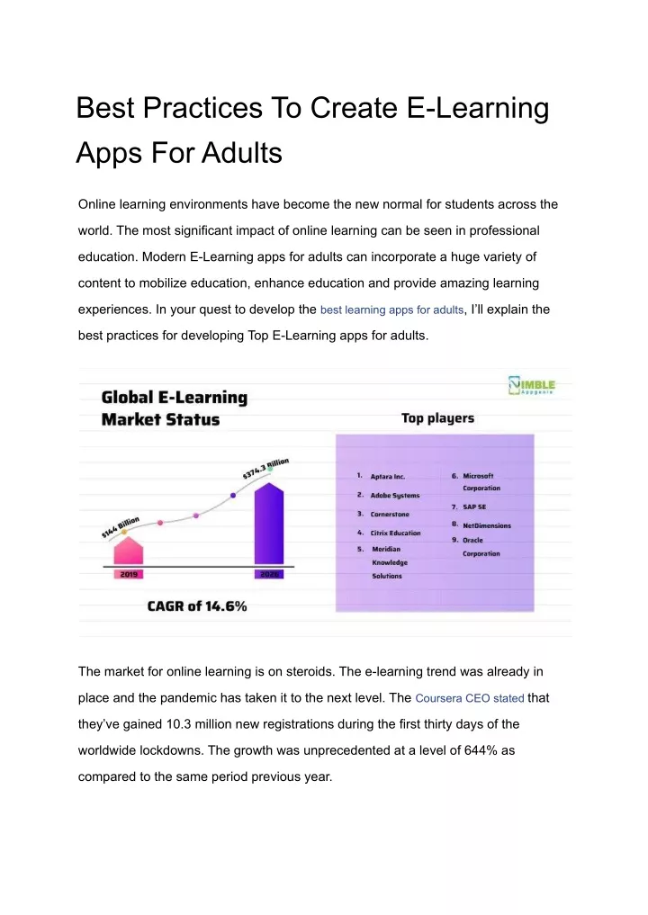 best practices to create e learning apps