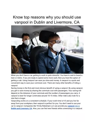 know top reasons why you should use vanpool