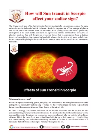 how will sun transit in scorpio affect your