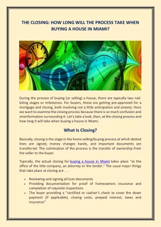 the closing how long will the process take when