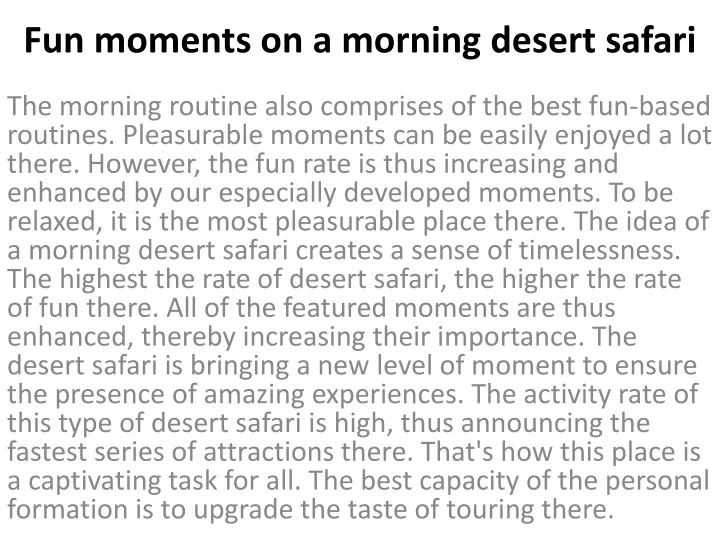 fun moments on a morning desert safari