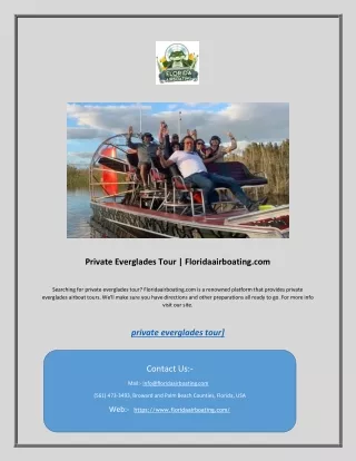 Private Everglades Tour | Floridaairboating.com