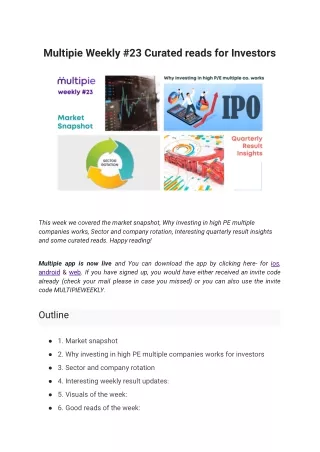 Multipie Weekly #23 Curated reads for Investors