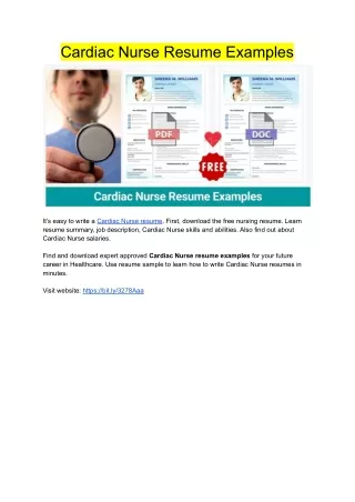 Cardiac Nurse Resume Examples