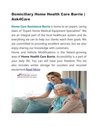 Domiciliary Home Health Care Barrie