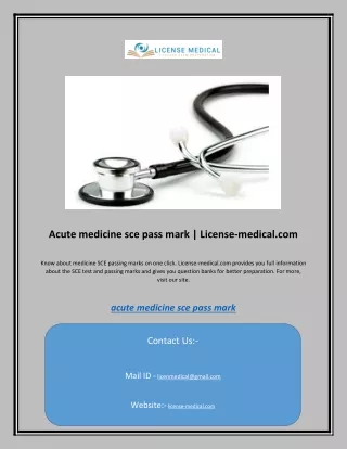 Acute medicine sce pass mark | License-medical.com