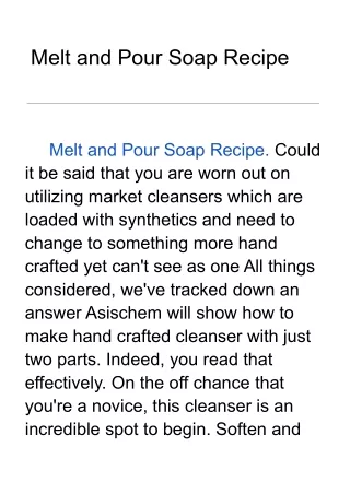 Melt and Pour Soap Recipe