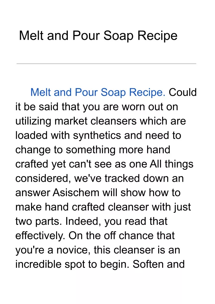 melt and pour soap recipe