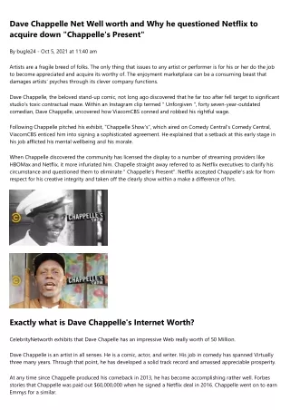 The Best Advice You Could Ever Get About Dave Chappelle