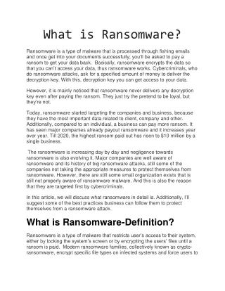 What is Ransomware