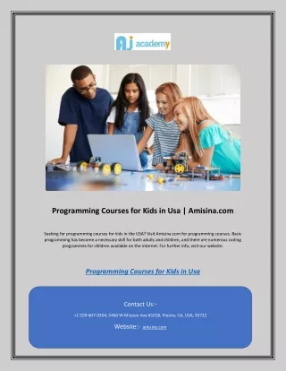 Programming Courses for Kids in Usa | Amisina.com