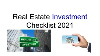 Real Estate Investment Checklist 2021