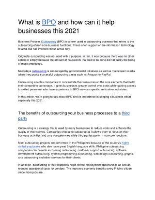 what is bpo and how can it help businesses this