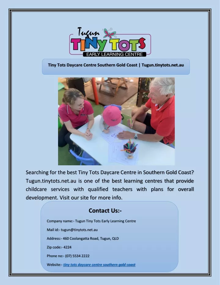 tiny tots daycare centre southern gold coast