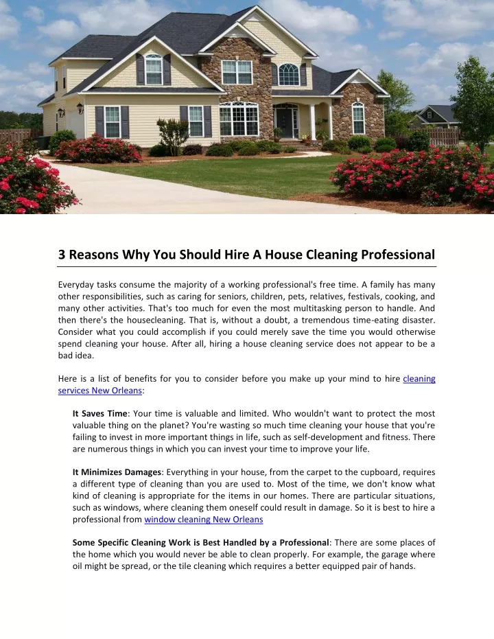 3 reasons why you should hire a house cleaning