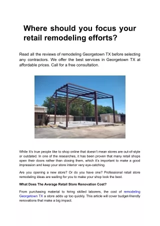 Where should you focus your retail remodeling efforts