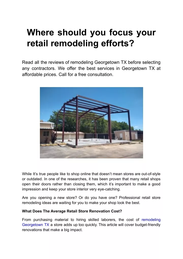 where should you focus your retail remodeling