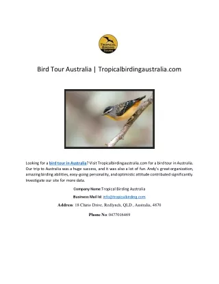 Bird Tour Australia | Tropicalbirdingaustralia.com