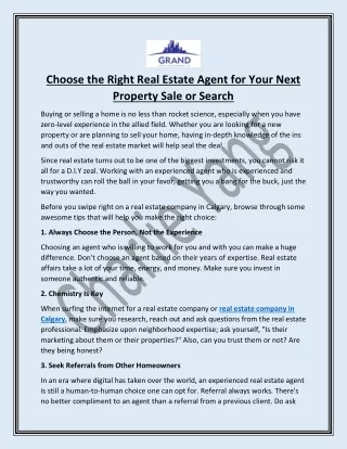 Choose the Right Real Estate Agent for Your Next Property Sale or Search