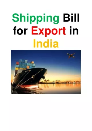 Shipping Bill For Export India